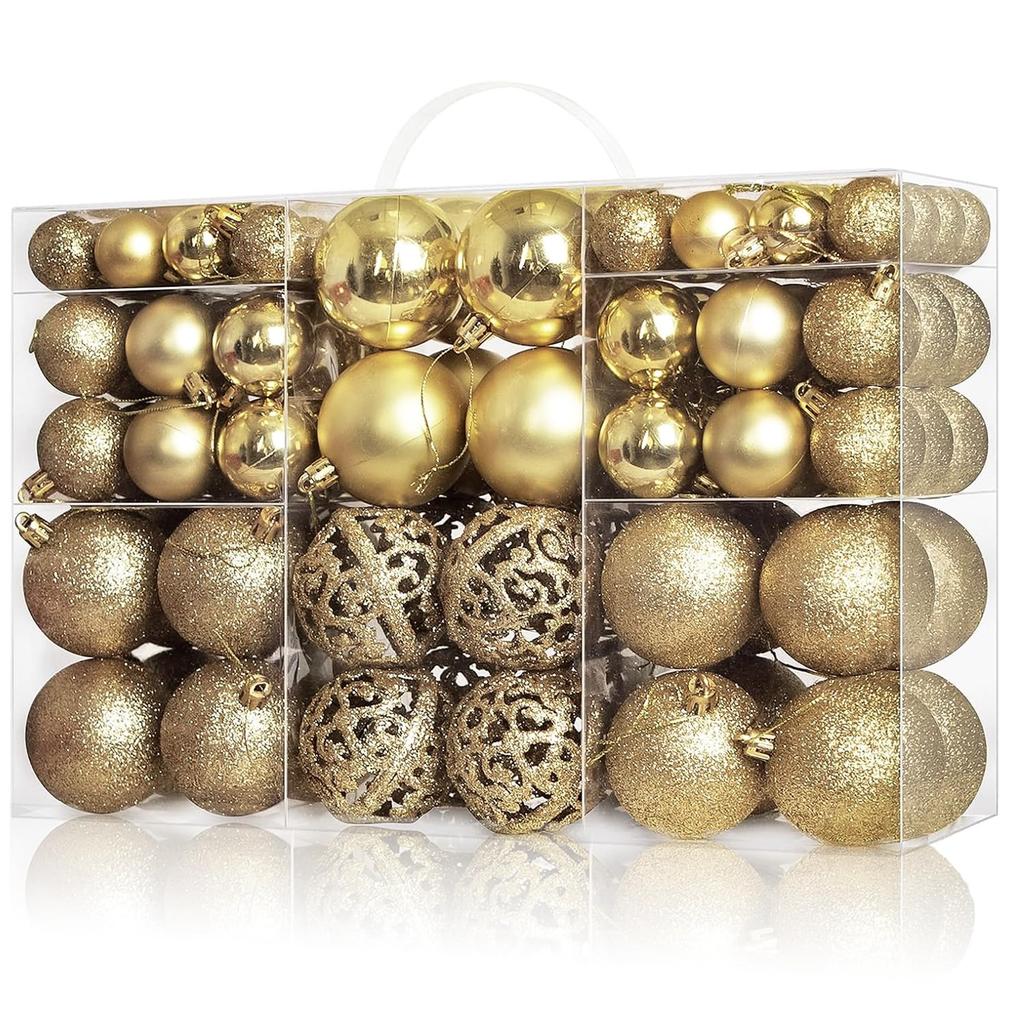 Hanakaze Luxurious Set of Christmas 10 Different Stylish and Gorgeous Gold Perfect for DIY Christmas Decorating and Adding a New 100-Piece