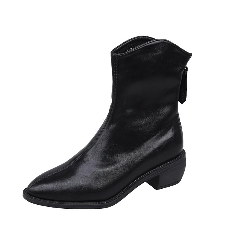 

Модные женские сапоги с острым носком, удобные, утягивающие, белые, повседневные туфли, прочный язычок, зимние, французские, короткие сапоги 39 чёрный