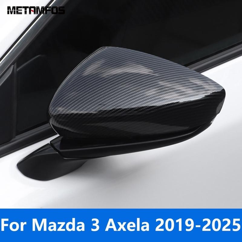 For Mazda 3 M3 Axela -2024 2025 Rearview Mirror Cover Trim Side Door Mirrors Protector Carbon Fiber Accessories Car Styling