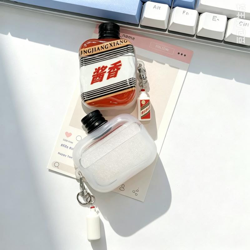 INS Creative Bottle Cap Moutai Bluetooth Headset Case for Apple AirPods 1 /1/pro1 Generation Protective Case