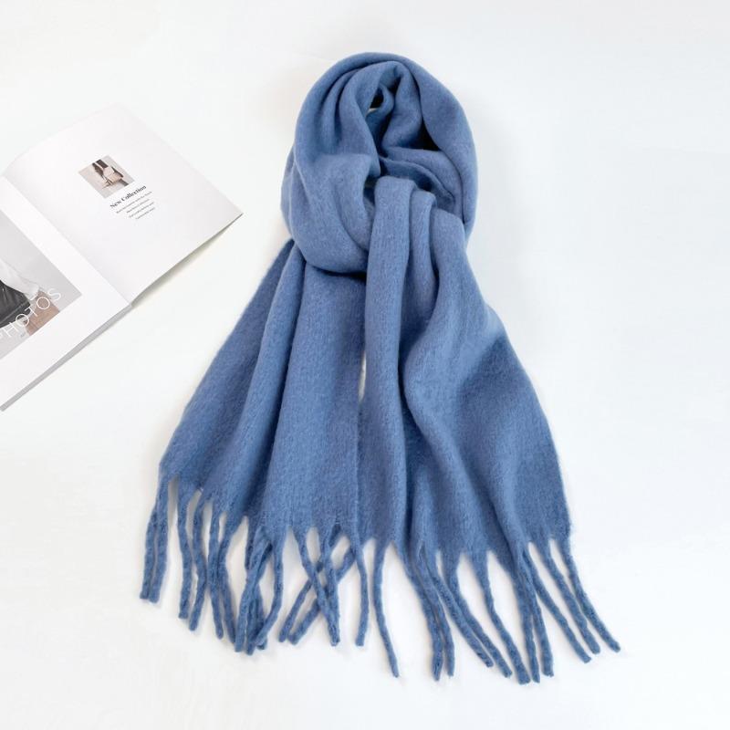 Light blue seahorse hair scarf women's winter new versatile high-end color scarf multi-colored shawl