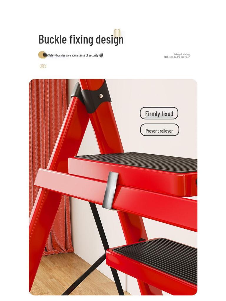 Folding Indoor Multifunctional Telescopic Ladder: High-Carbon Steel, Portable, Thickened Herringbone Design