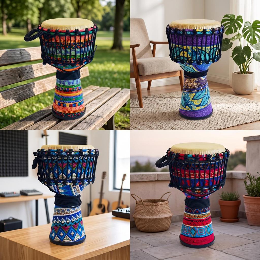 Djembe with Carrying Bag Rope-Tuned Portable for Music Lessons, Beginners