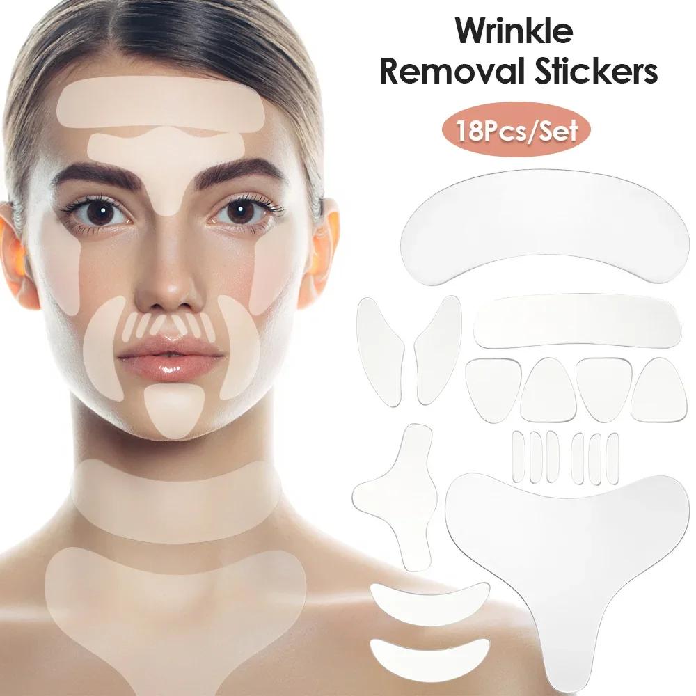Wiederverwendbare Silikon-Faltenentfernungsaufkleber Anti-Falten-Pads Anti-Aging-Haut Gesichtsstraffungs-Pflaster Gesicht Stirn Hals Augenaufkleber