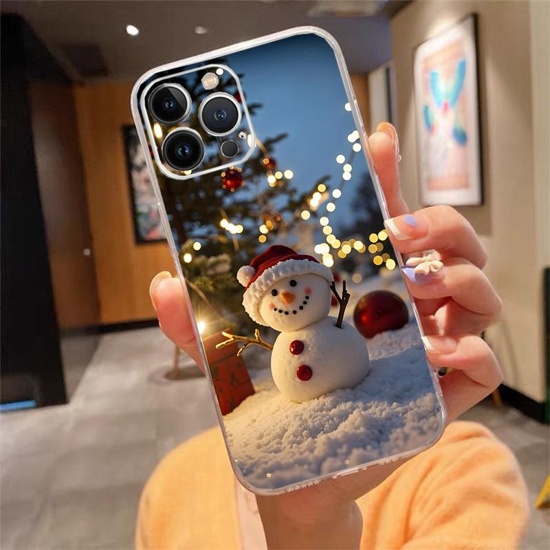 Phone Case For iphone 17 Pro Max 16 15 14 13 Pro Max 17 Air 15 16 Pro 15Plus Cute Snowman Christmas