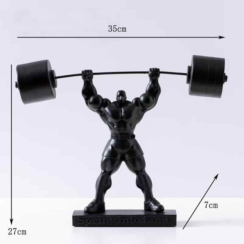 Muscle Man Weightlifting Bodybuilding Strongman Statue Resin Decoration Home Room Sculpture Ornaments Sports Gym Figurine Crafts