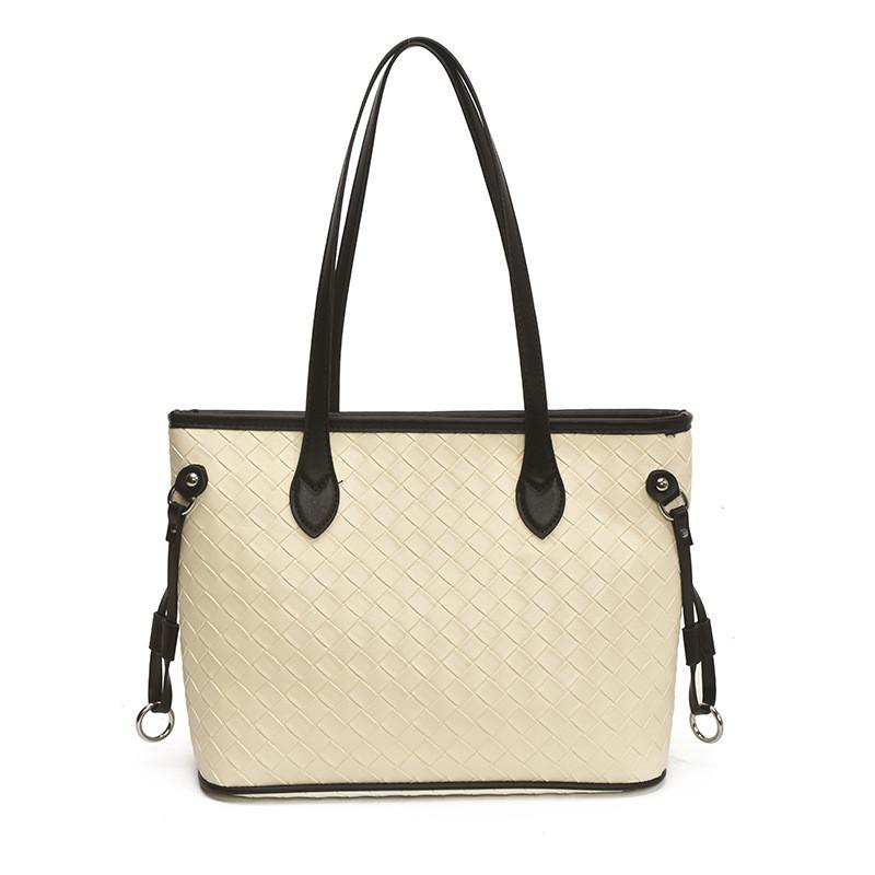 

Grass Weaving City Women Bag Soft Pu Material Inner Pocket Work Travel Bags White Black