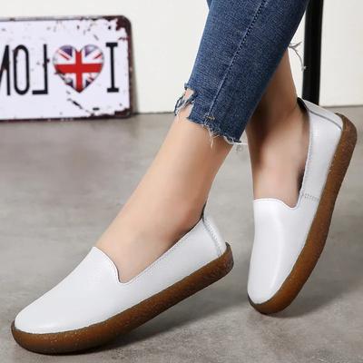 Flats Women Shoes Loafers Genuine Leather Woman Flats Slip On Women's Loafer Female Moccasins Shoe Plus Size 35-43