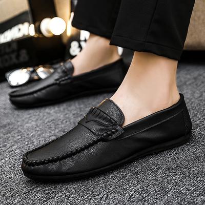 Sommer atmungsaktive Doudou Schuhe Herren vielseitige britische lässige kleine Lederschuhe junge faule Leute Ein-Pedal-Fahren Herrenschuhe