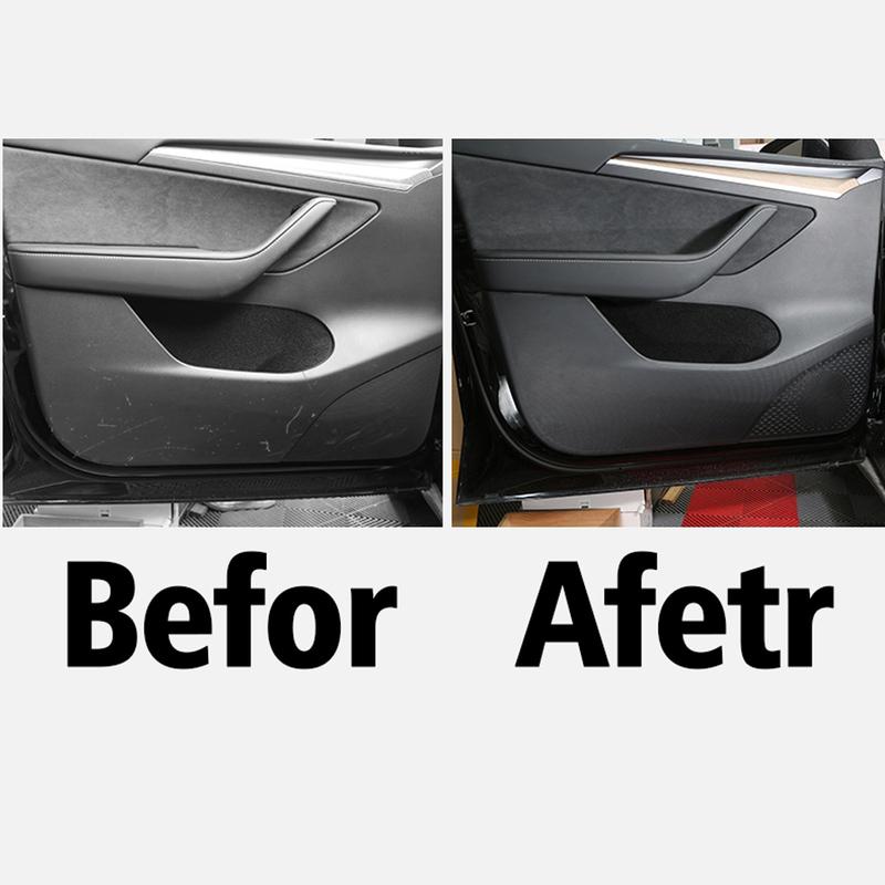 Leather Car Door Anti Kick Pad Protection Film Cover Protector Stickers Trim For Tesla Model 3 Y   Styling Accessories