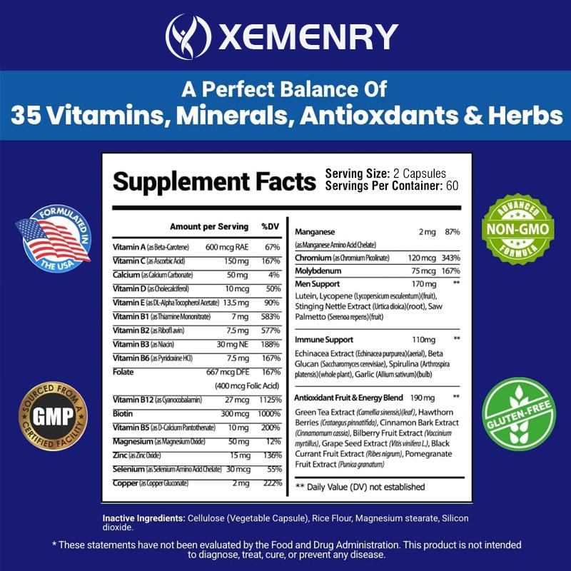 Men's Daily Multivitamin, 35 Vitamins & Minerals, Supports Immune Health