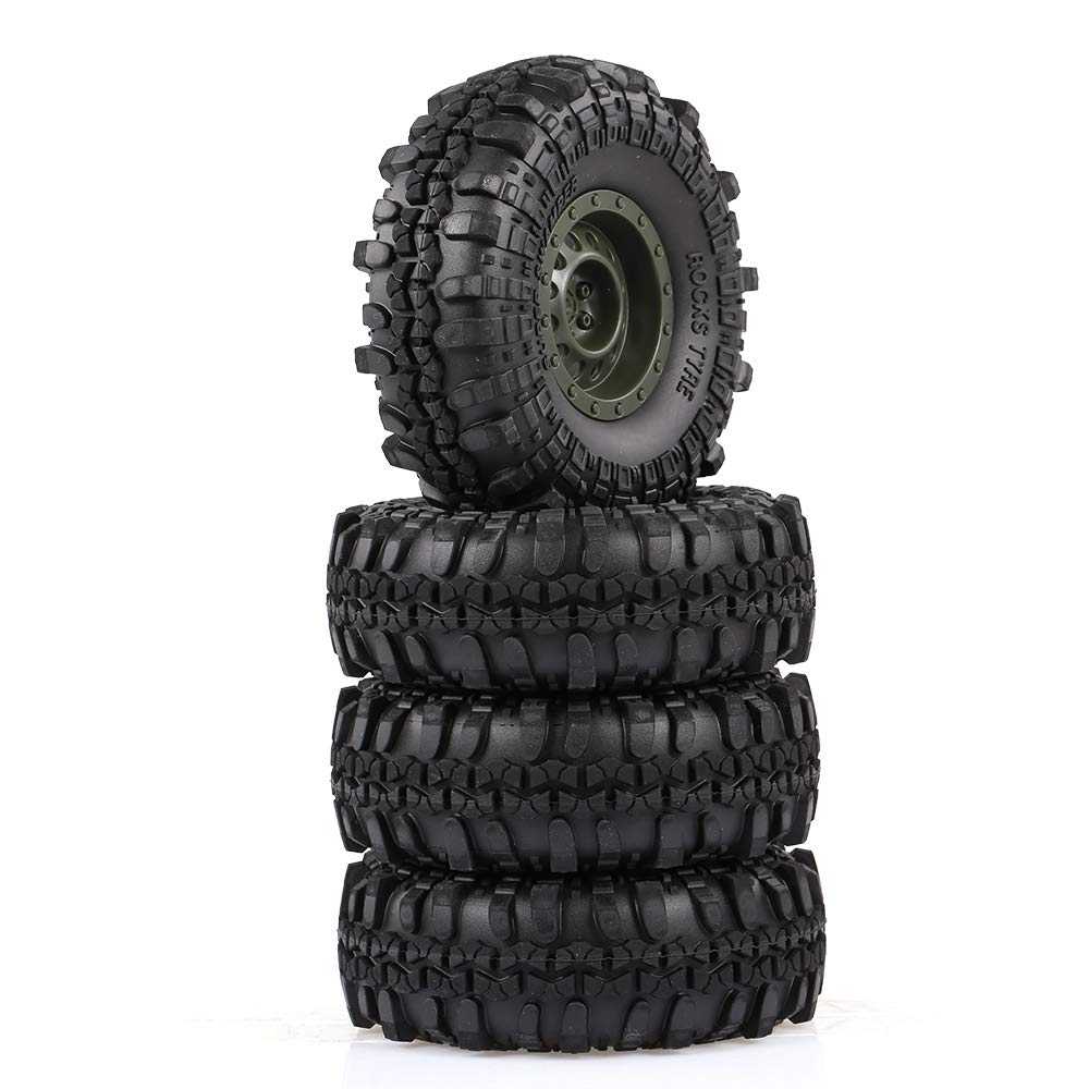 Goolsky 4pcs AUSTAR 110mm 1.9" Rim Rubber Tire Wheels for 110 RC Car Traxxas HSP Redcat RC4WD Tamiya Axial SCX10 D90 HPI RC Rock Crawler