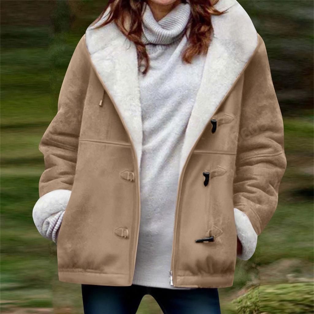 New Women's Casual Loose Solid Color Fleece Thickened Warm Coat For Fall Winter, European & American Style Crossborder Outerwear