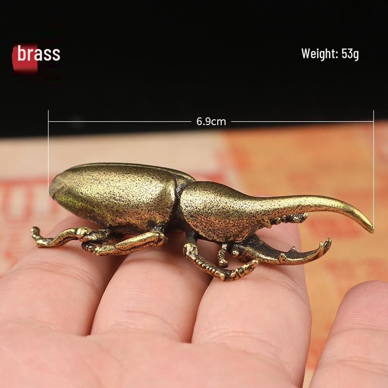 Creative Retro Brass Rhinoceros Beetle Tea Pet Ornament