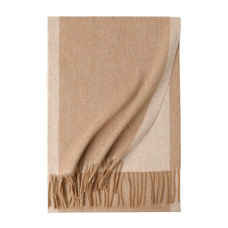 Cashmere color matching warm scarf plain tassel lengthened fashion trend men's and women's autumn and winter scarf