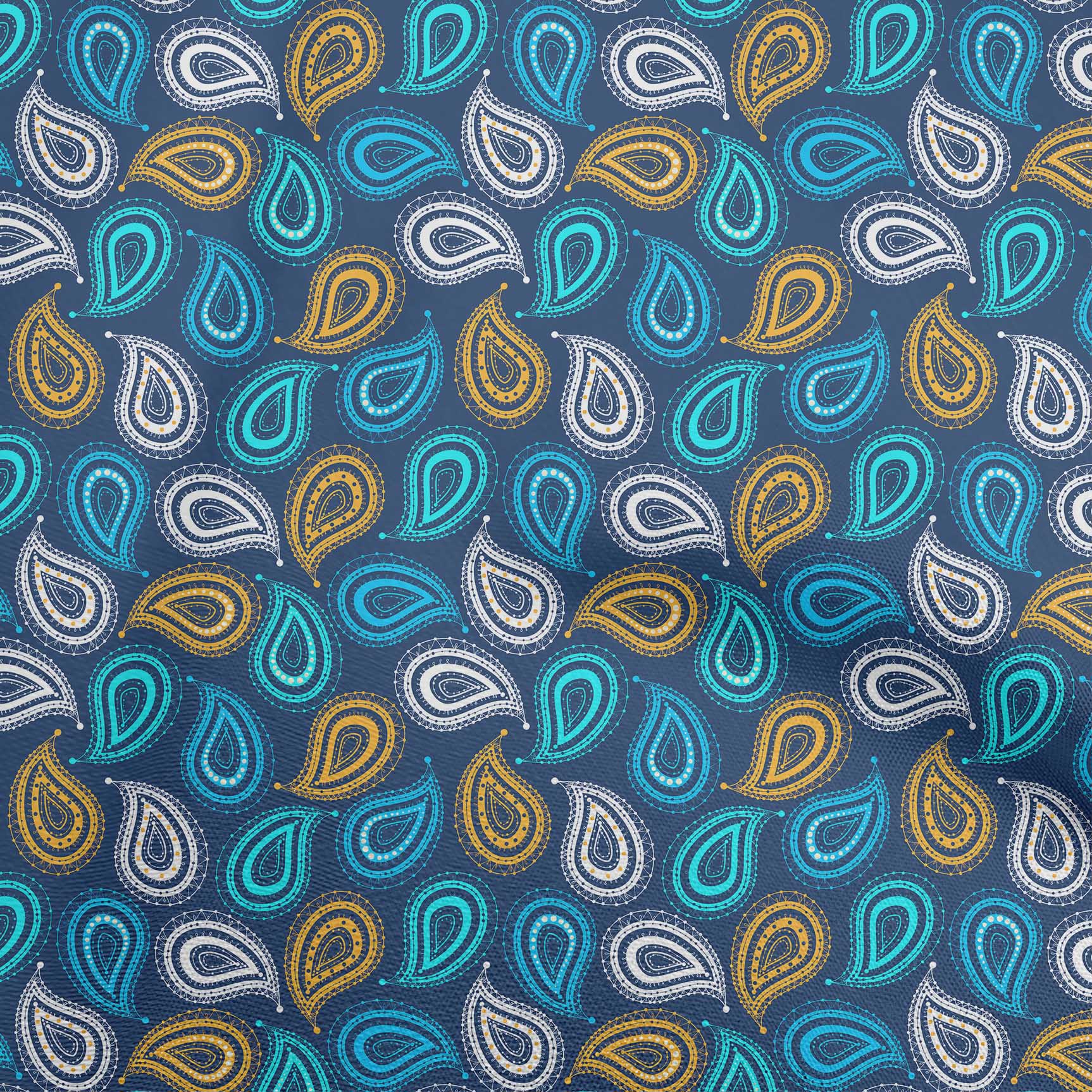 

oneOone Cotton Flex Black Fabric Paisleys Dress Material Fabric Print Fabric By The Yard 40 Inch 42 Inch Wide - Viscose Chiffon середній синього кольору