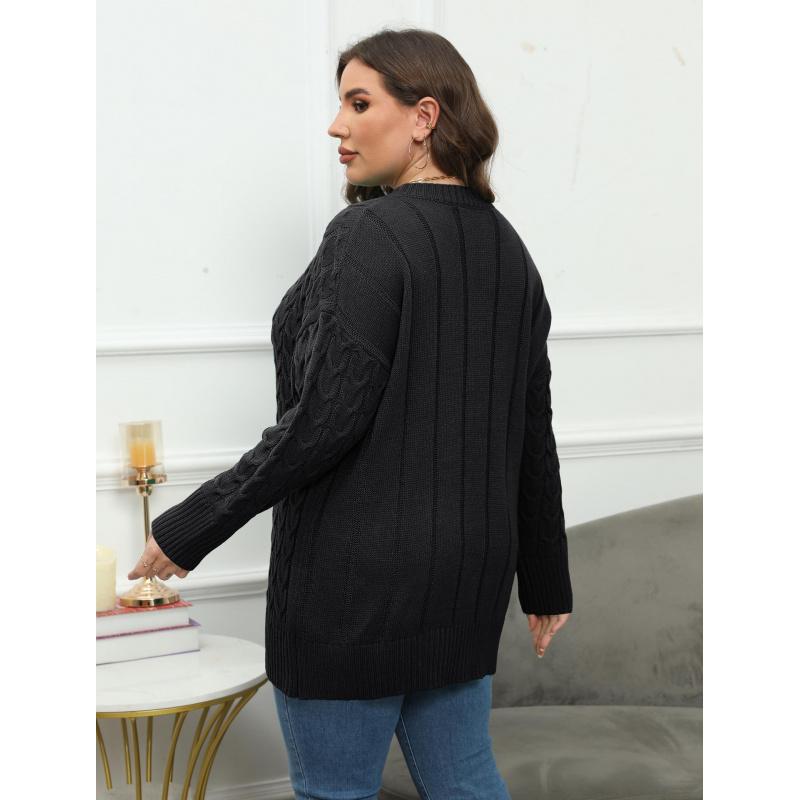 Women's Pullover Top Plus Size Women's Round Neck Knitted Beaded Sweater Autumn Winter New Base Shirt