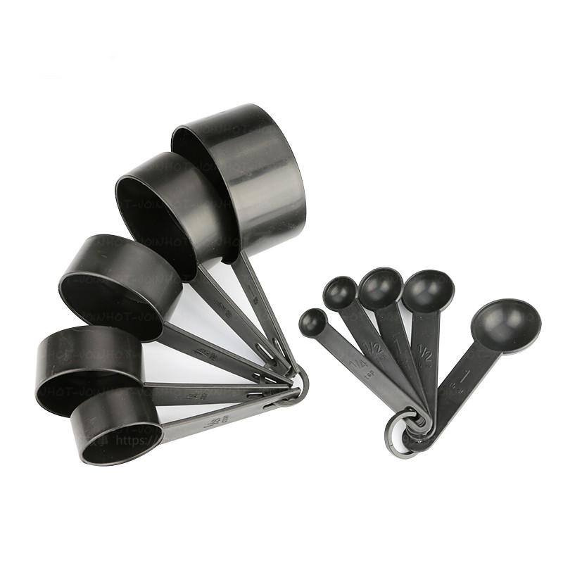 Plastic Measuring Spoon Cooking Teaspoons Sugar Coffee Tools Set Kitchen Supplies Accurate Baking Black PP Plastic 10 Pc/set