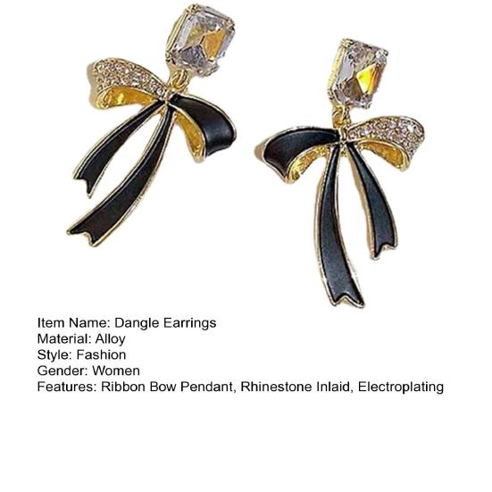 1 Paar baumelnde Ohrringe Glitzernder Strassbesatz Funkelndes Temperament Geometrisch Damen Band Schleife Stecker