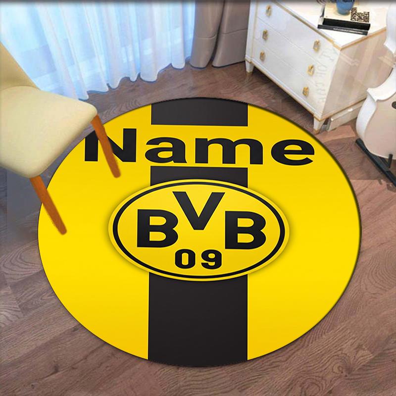 Brugerdefineret Navn Borussia Dortmund Printet Rund Tæppe Stol Tæppe Område Tæppe Entré Dørmåtter, til Kontorstol Stue Soveværelse Køkken Rum.