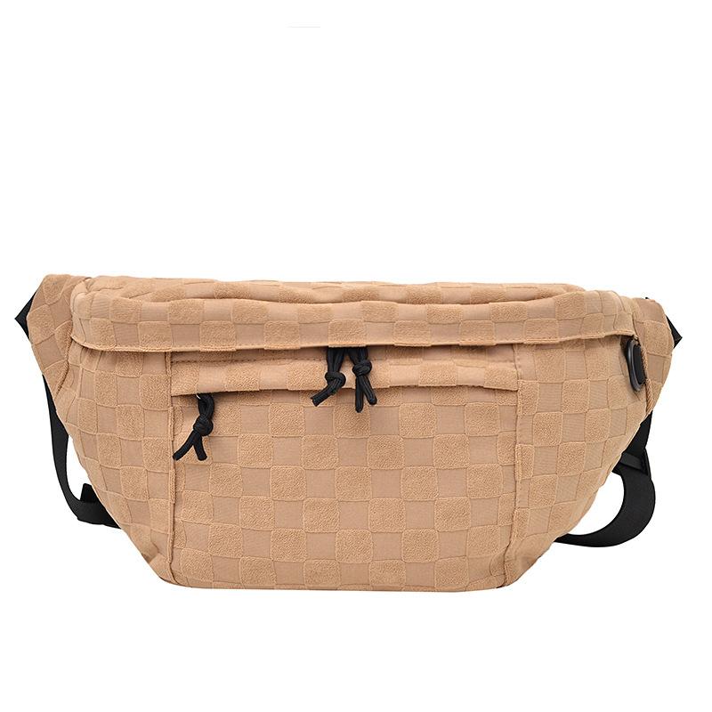 

Large capacity backpack, messenger bag, women s fashion trendy fanny pack, simple solid color street bag хакі