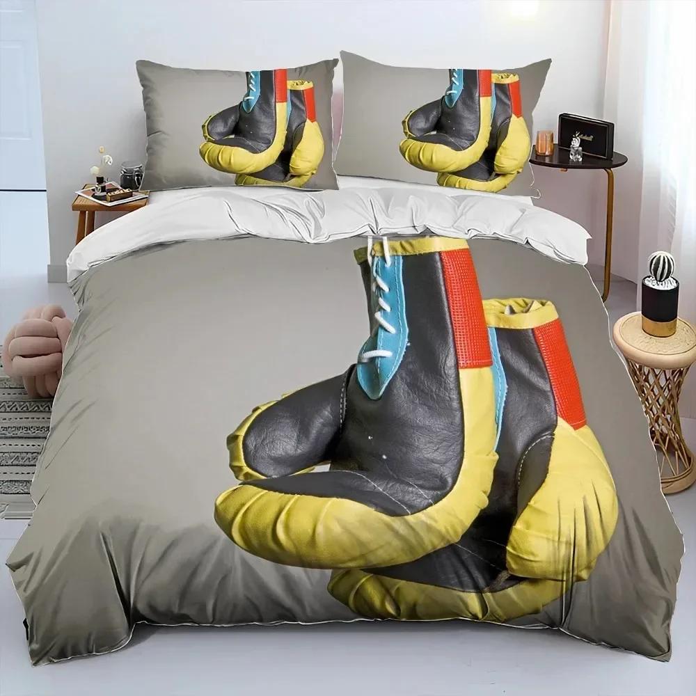 3PCS Bedding Set Red Boxing Gloves Boxer Fight Bedding Set,Duvet Cover Bed Set Quilt Cover Pillowcase,King Queen Size Adult