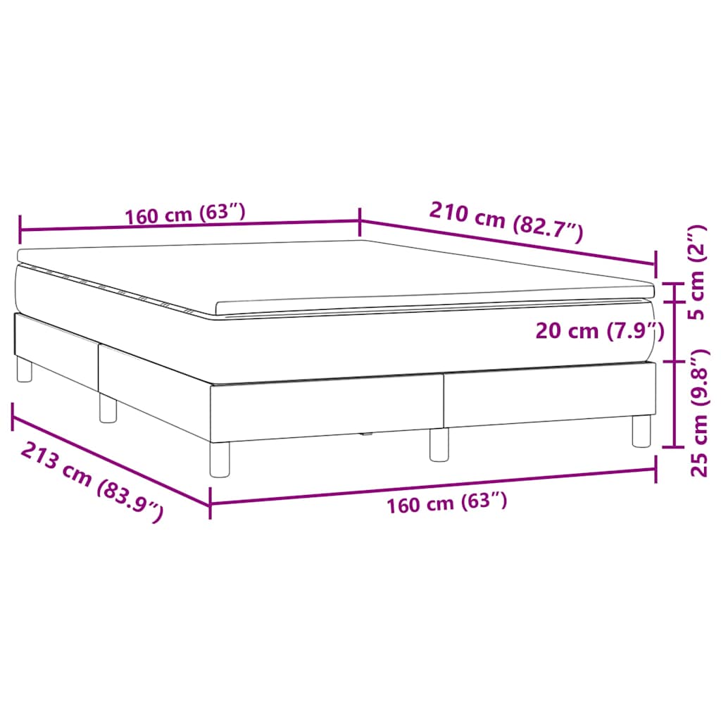 Box Spring Bed with Mattress Dark Gray 160x210 cm Velvet