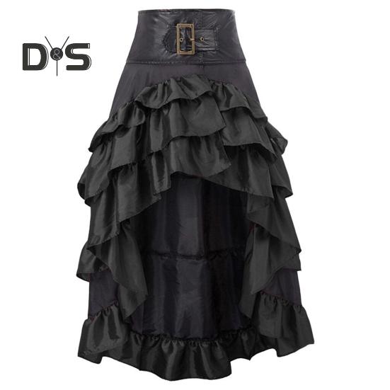 Dámská sukně Vysoký pas Nepravidelný volán Patchwork Barevně ladící Retro Roztroušený středověký královský styl Dámská maxi sukně funkční kostým