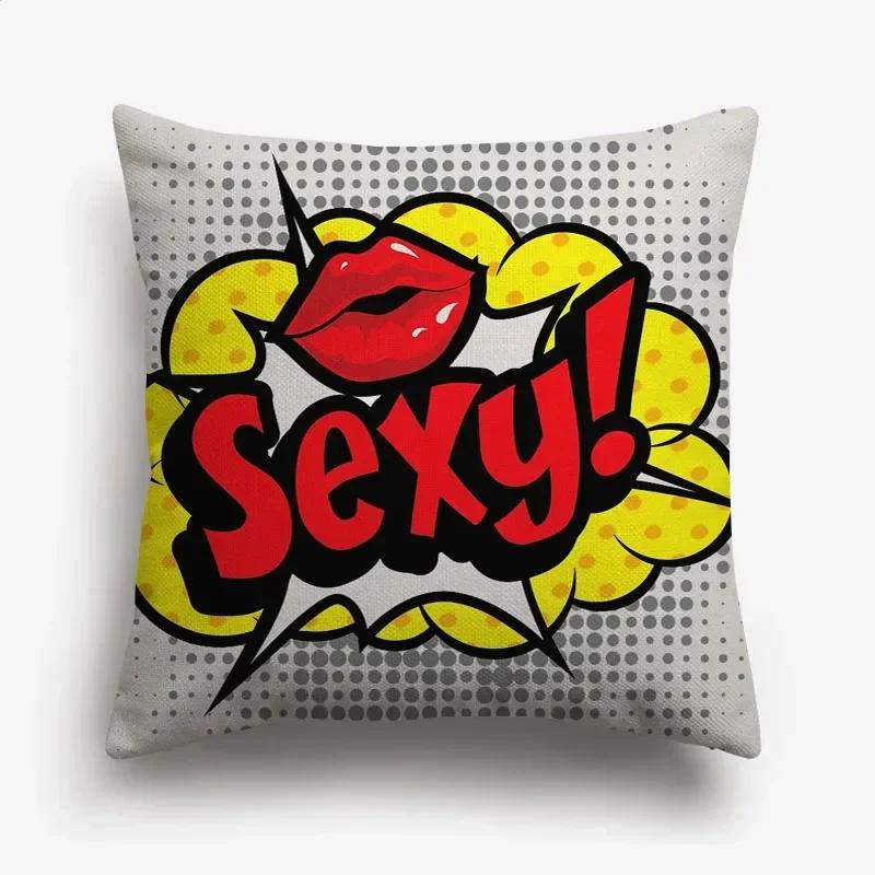 American POP ART Cushion Covers BANG WOW BOOM POW Cushion Cover Home Decorative Linen Pillow Case for Sofa Couch