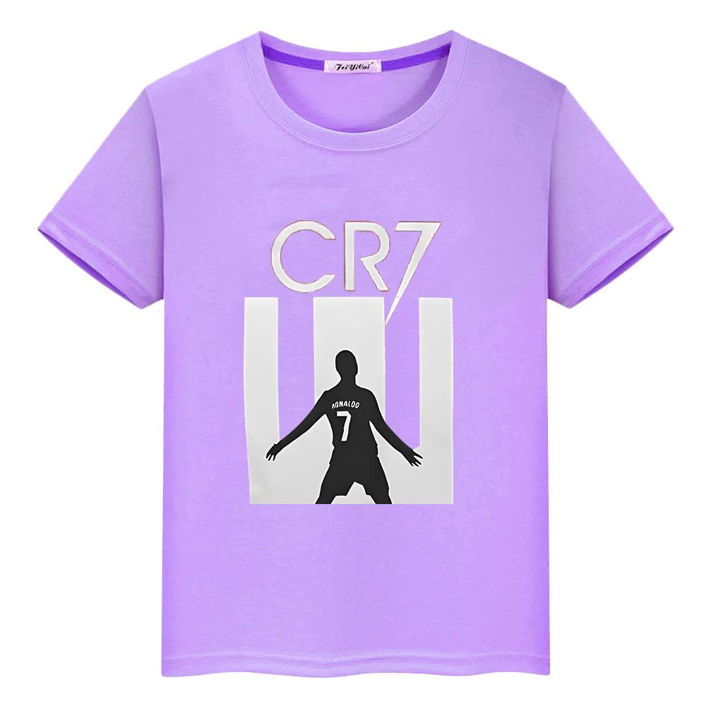 Football fan CR7 t shirt for kids boy 10years 100%Cotton anime Short y2k one piece Ronaldo print Tops pride tshirt kids clothes girls Fun Cute T-shirt
