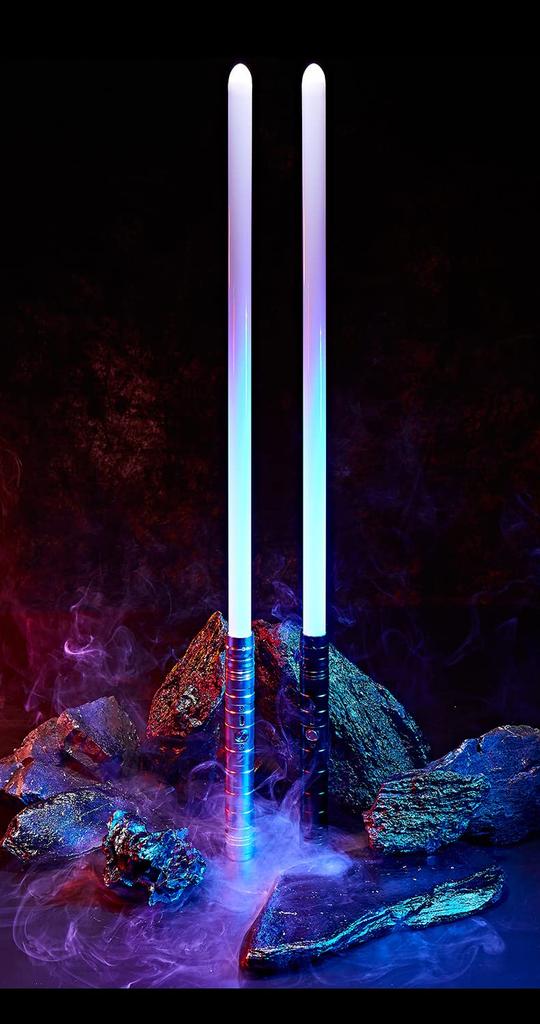 Ms.0 Lightsaber, 15 RGB Colors, Sound, USB Charging, Cosplay Toy, Metal Hilt, Motion Sensor (Silver)