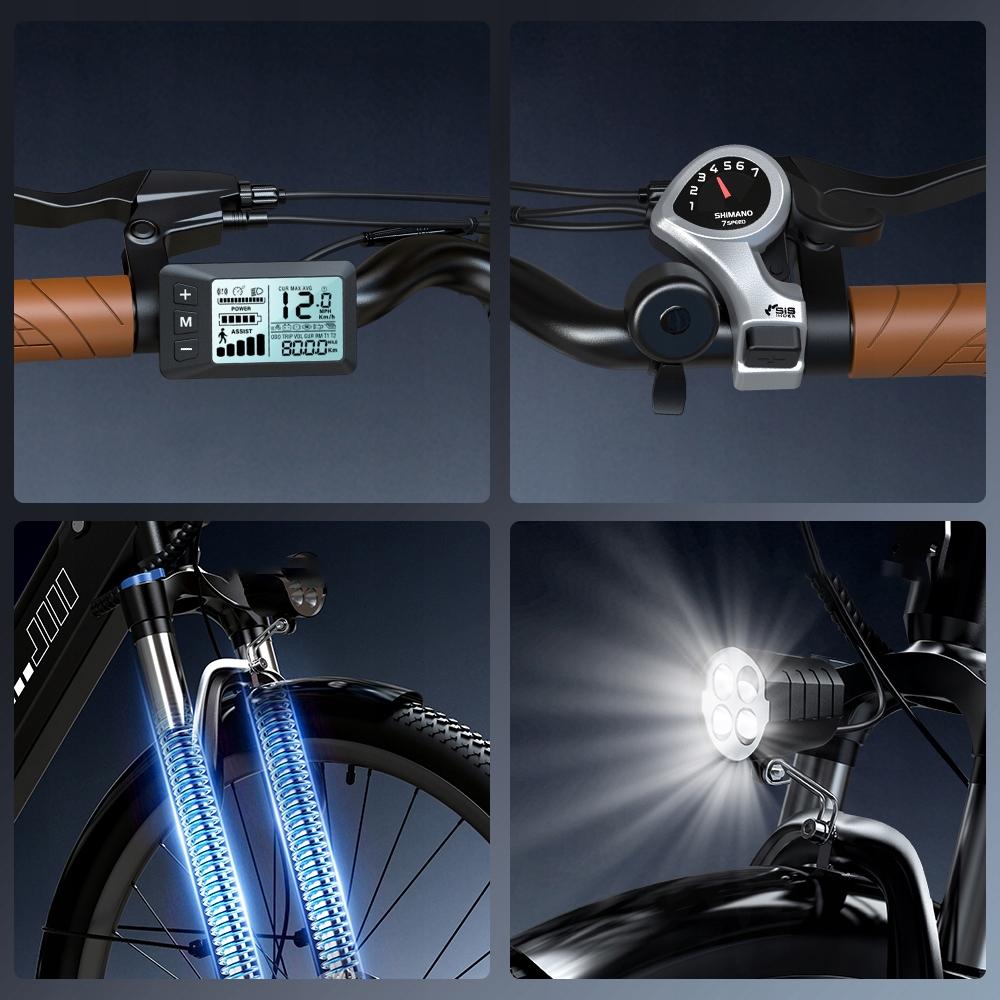 Electric Bicycles UcityS Rower Elektryczny Miejski 26'' 90km 5 Biegów Dla Dorosłych 120kg