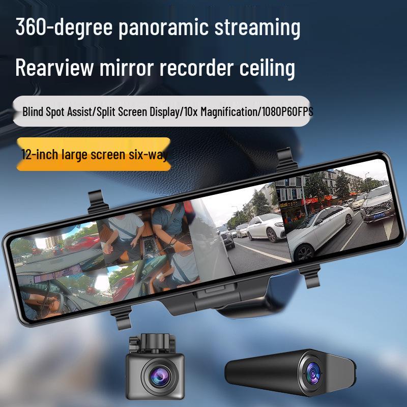 High-Definition Dual-Lens Dash Cam with Wide-Angle Night Vision and WiFi for Front, Interior, and Rear Recording