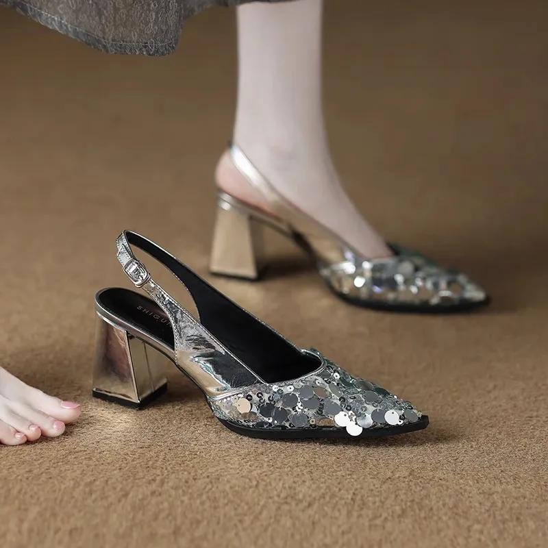 Fortschrittlicher Sinn Licht Spitzzehen Modeabsatz Damen Sandalen Schuhe für Damen 2025 Neu Sommer Hohe Qualität Baotou Kleidsandalen