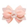 Pink Birthday Hair Bow for Baby 1-6 Years Glitter Sequin Party Hairpin Satin Ribbon Bow with Elastic Tie & Metal Clip Sparkling Number Hair Accessory