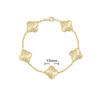 Bracciale da donna di alta qualità in oro rosa 18k, laser bianco, madreperla, calcedonio rosso, 15mm, quadrifoglio, cinque fiori