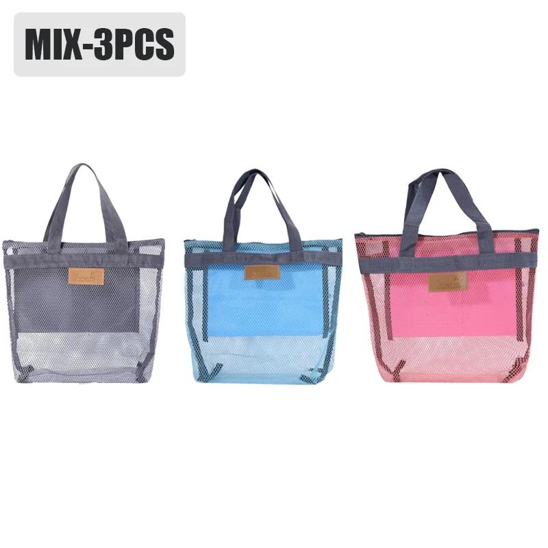 Leichte Netz-Strandtasche Reise-Organizer zum Schwimmen Toilettenartikel Outdoor-Aufbewahrung Handliche Tragetasche für den Urlaubsgebrauch