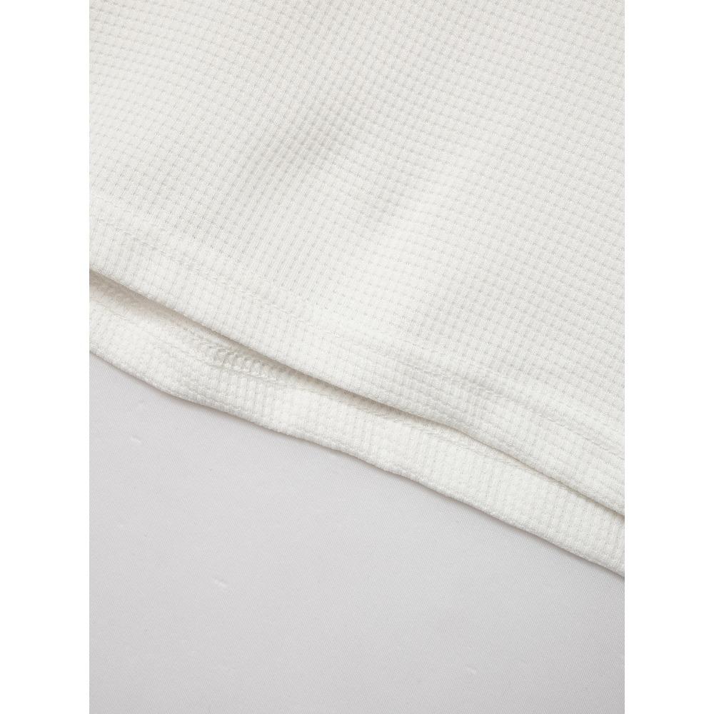 Waffle Autumn Winter Men's Polo Shirts Collar Solid Color Long Sleeves Sport Tops Fashion Casual Polos