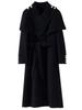 Women's Double-Sided Wool Coat, Extra Long Hepburn Style with Detachable Shawl – Fashionable Autumn/Winter Outerwear
