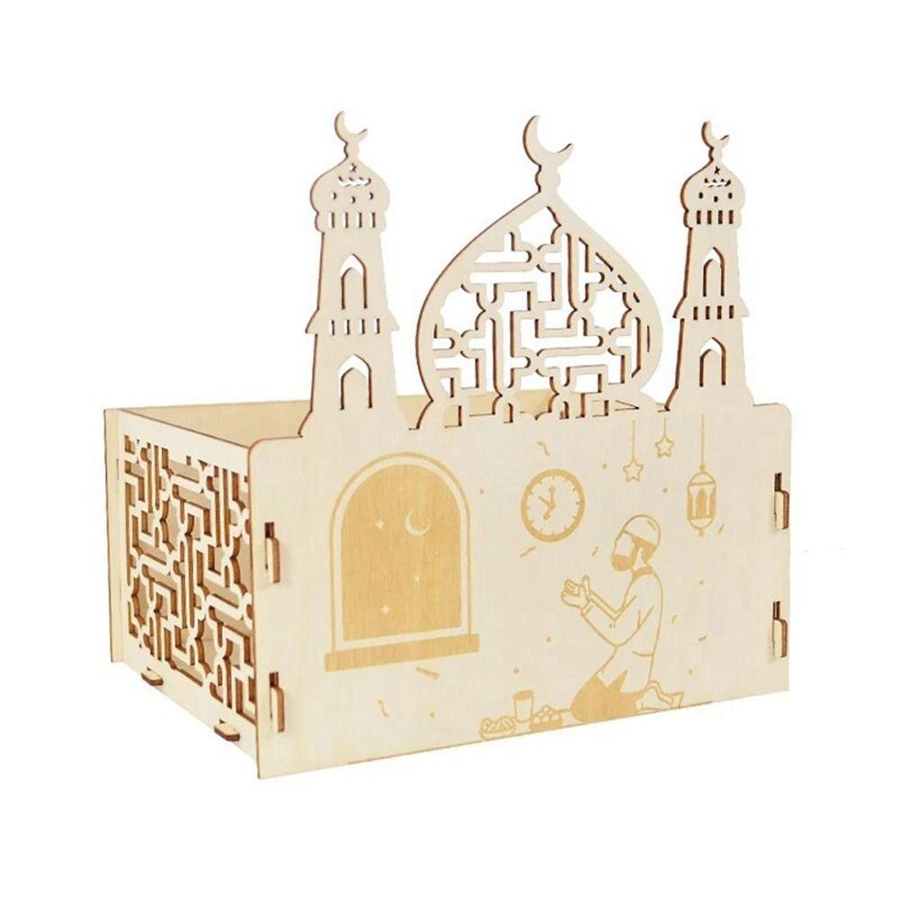 

Castles Shape Wooden Ramadan Kareem Food Tray Decorative Cake Dessert Display Party B