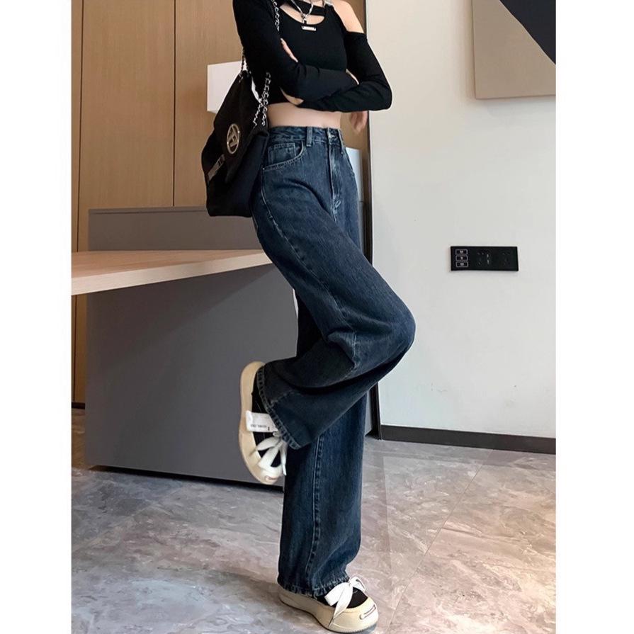 2025 Women's High-Waisted Wide-Leg Jeans: Spring/Autumn, Slimming, Pear Shape, Plus Size, Floor-Length