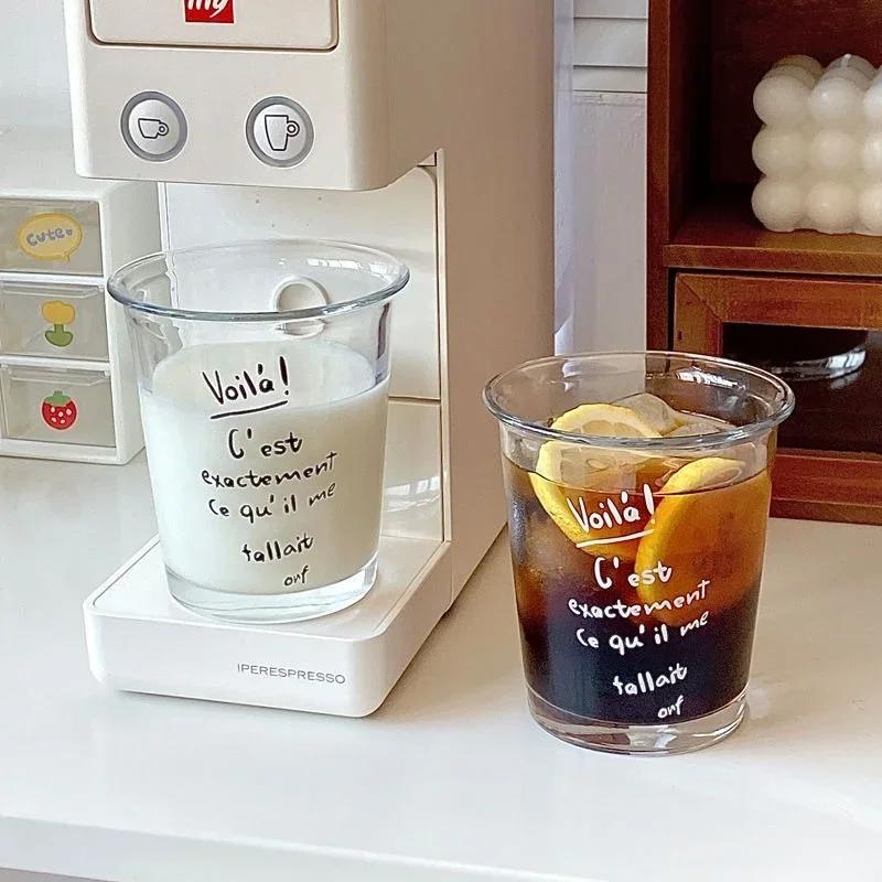 Ins 350ml Glass Cup Espresso Cup Transparent Milk Cold Coffee Glass Mug Beer Water Drinking Cups Kitchen Accessory Water Glass