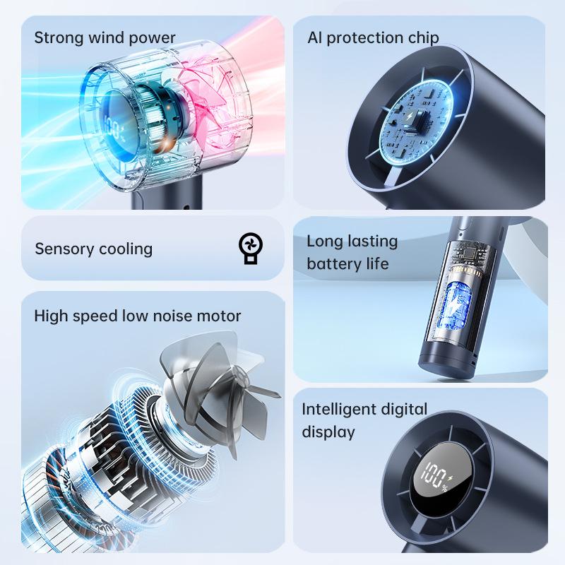 Portable Ice Cooling Mini Handheld Fan 100 Speeds Powerful Fan High-speed USB Rechargeable Cooler with Phone Stand