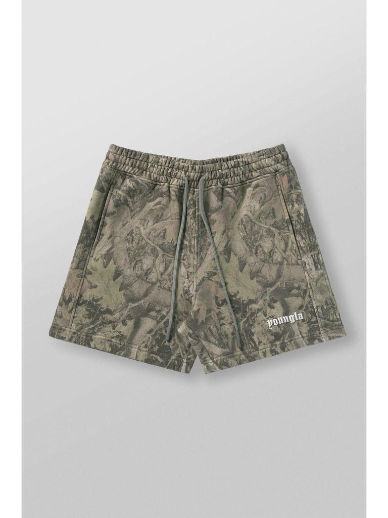 YOUNGLA Men's Casual Withered Leaf Style Camouflage Shorts - Retro Letter Loose Fit Summer Fitness Sports Beachwear