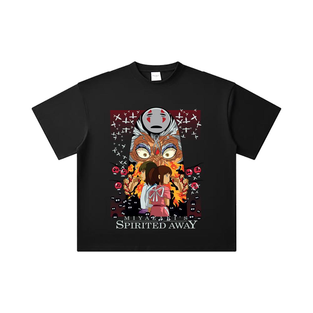 260 GSM Double Yarn 32 Count 100% Cotton Ghibli V1 Spirited Away Print Unisex Heavy Cotton T Shirt