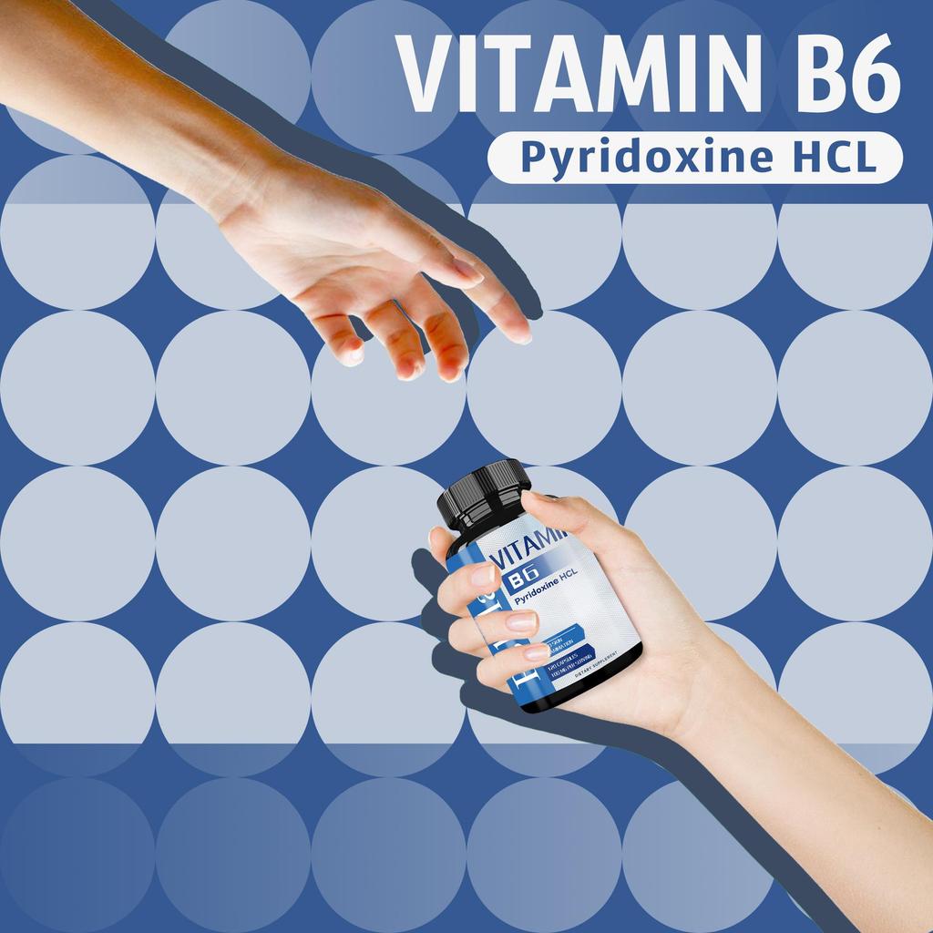 Pslalae Vitamin B6 Capsules, 100mg Vitamin B6 Extract, helps prevent skin inflammation, suitable for adults.