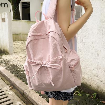 2025 New Korean Simple Ballet Solid Color Backpack Women's Casual Versatile Lightweight Large Capacity Student School Bag