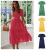 Vestidos vintage estampado manga bufante verão praia vestidos doces casual gola quadrada floral maxi vestido longo festa
