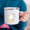 Cartoon Unicorn Printed Creative Mug Water Juice Drinks Milk Cup Enamel Mugs Handle Drinkware Kids Birthday Children's Day Gift
