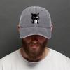 Washed Cotton Vintage Baseball Caps Breathable Coffee Cat Graphic Baseball Hats Adjustable 56-60cm Casual Headwear  Hip Hop Caps